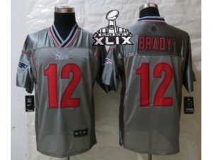 2015 Super Bowl XLIX Nike New England Patriots #12 Brady Grey Jerseys(Vapor Elite)