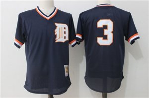 Tigers #3 Ian Kinsler Navy Cooperstown Collection Mesh Batting Practice Jersey