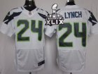 2015 Super Bowl XLIX Nike NFL Seattle Seahawks #24 Marshawn Lynch White Elite Jerseys