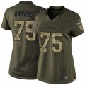 Women's Nike New England Patriots #75 Ted Karras Limited Green Salute to Service NFL Jersey