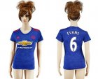 Womens Manchester United #6 Evans Away Soccer Club Jersey