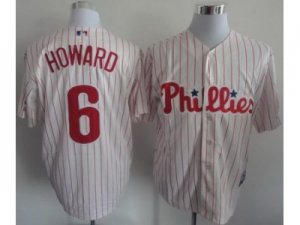 MLB Philadelphia Phillies #6 Ryan Howard White Jerseys(Red Strip)