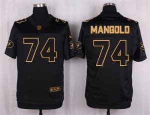 Nike New York Jets #74 Nick Mangold Black Pro Line Gold Collection Jersey(Elite)