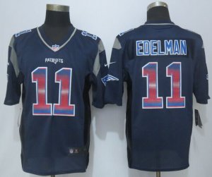 2015 New Nike New England Patriots #11 Edelman Navy Blue Strobe Jerseys(Limited)