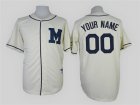 Milwaukee Brewers Cream Authentic Mens Customized Throwback Jersey