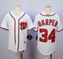 Youth Washington Nationals #34 Bryce Harper White Cool Base Stitched MLB Jersey