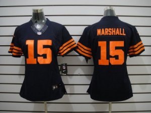 Nike Women Chicago Bears #15 Brandon Marshall Blue Jerseys(orange number)