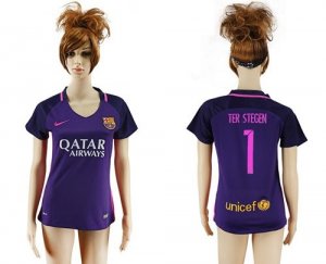 Womens Barcelona #1 Ter Stegen Away Soccer Club Jersey