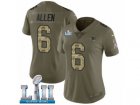 Women Nike New England Patriots #6 Ryan Allen Limited Olive Camo 2017 Salute to Service Super Bowl LII NFL Jersey