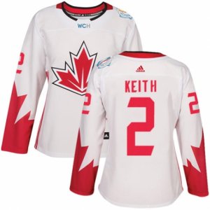 Women\'s Adidas Team Canada #2 Duncan Keith Premier White Home 2016 World Cup Hockey Jersey