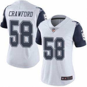 Women\'s Nike Dallas Cowboys #58 Jack Crawford Limited White Rush NFL Jersey