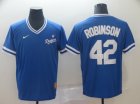 Dodgers #42 Jackie Robinson Blue Throwback Jersey