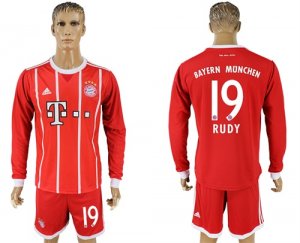 2017-18 Bayern Munich 19 RUDY Home Long Sleeve Soccer Jersey