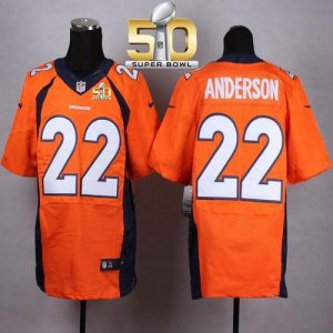 Nike Denver Broncos #22 C.J. Anderson Orange Team Color Super Bowl 50 Men Stitched NFL New Elite Jersey