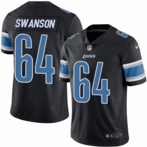 Mens Nike Detroit Lions #64 Travis Swanson Limited Black Rush NFL Jersey