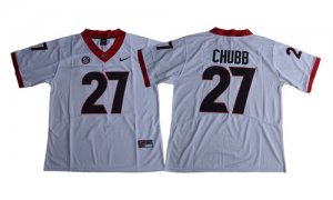 Georgia Bulldogs #27 Nick Chubb White College Football Jersey