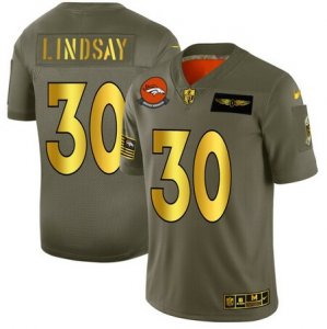 Nike Broncos #30 Phillip Lindsay 2019 Olive Gold Salute To Service Limited Jersey