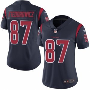 Women\'s Nike Houston Texans #87 C.J. Fiedorowicz Limited Navy Blue Rush NFL Jersey