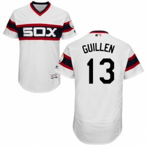 Men\'s Majestic Chicago White Sox #13 Ozzie Guillen White Flexbase Authentic Collection MLB Jersey