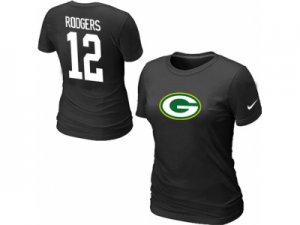 Women Nike Green Bay Packers #12 Aaron Rodgers Name & Number T-Shirt black