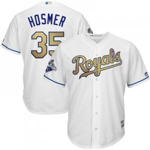 Youth Kansas City Royals #35 Eric Hosmer White Gold Program Cool Base 2015 World Series Champions MLB Jersey