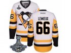 Mens Reebok Pittsburgh Penguins #66 Mario Lemieux Premier White Away 2017 Stanley Cup Champions NHL Jersey