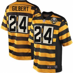 Mens Nike Pittsburgh Steelers #24 Justin Gilbert Game Yellow Black Alternate 80TH Anniversary Throwback NFL Jersey