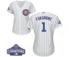 Womens Majestic Chicago Cubs #1 Kosuke Fukudome Authentic White Home 2016 World Series Champions Cool Base MLB Jersey