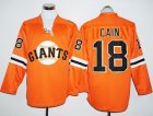San Francisco Giants #18 Matt Cain Orange Long Sleeve Stitched Baseball Jersey