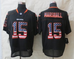 Nike Chicago Bears #15 Marshall Black Jerseys(USA Flag Fashion Elite)