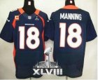 Nike Denver Broncos #18 Peyton Manning Navy Blue With C Patch Super Bowl XLVIII NFL Elite Jersey