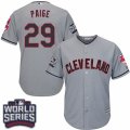 Youth Majestic Cleveland Indians #29 Satchel Paige Authentic Grey Road 2016 World Series Bound Cool Base MLB Jersey