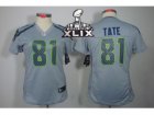2015 Super Bowl XLIX Nike Women NFL Seattle Seahawks #81 Golden Tate grey Jerseys