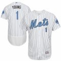 Mens Majestic New York Mets #1 Chris Young Authentic White 2016 Fathers Day Fashion Flex Base MLB Jersey