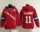 Women Montreal Canadiens #11 Brendan Gallagher Red Old Time Heidi NHL Hoodie