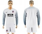 2017-18 Atletico Madrid White Long Sleeve Goalkeeper Soccer Jersey