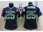 2015 Super Bowl XLIX Nike Women Seattle Seahawks #25 Sherman Blue Jerseys(Drift Fashion)