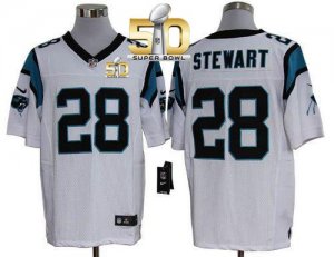 Nike Carolina Panthers #28 Jonathan Stewart White Super Bowl 50 Men Stitched NFL Elite Jersey