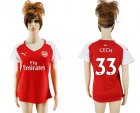 2017-18 Arsenal 33 CECH Home Women Soccer Jersey