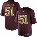 Mens Nike Washington Redskins #51 Will Compton Limited Burgundy Red Gold Number Alternate 80TH Anniversary NFL Jersey