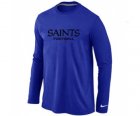 Nike New Orleans Sains Authentic font Long Sleeve T-Shirt blue