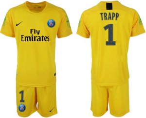 2018-19 Paris Saint-Germain 1 TRAPP Home Yellow Goalkeeper Soccer Jersey