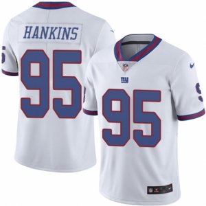 Mens Nike New York Giants #95 Johnathan Hankins Elite White Rush NFL Jersey