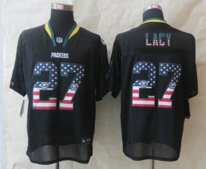 Nike Green Bay Packers #27 Lacy Black Jerseys(USA Flag Fashion Elite)