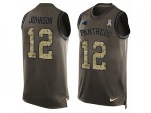 Men\'s Nike Carolina Panthers #12 Charles Johnson Limited Green Salute to Service Tank Top NFL Jersey