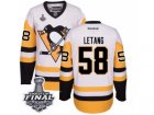 Mens Reebok Pittsburgh Penguins #58 Kris Letang Authentic White Away 2017 Stanley Cup Final NHL Jersey