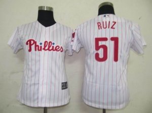 MLB Women Jerseys Philadephia Phillis #51 Ruiz white[Red strip]