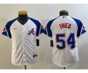 Youth Atlanta Braves #54 Max Fried White 2023 City Connect Cool Base Stitched Jersey