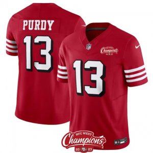 Men\'s San Francisco 49ers #13 Brock Purdy Red 2023 F.U.S.E. NFC West Champions Alternate Football Stitched Jersey