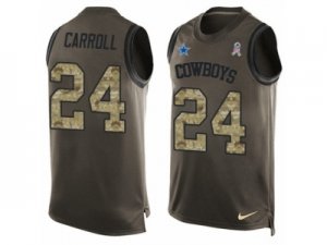 Mens Nike Dallas Cowboys #24 Nolan Carroll Limited Green Salute to Service Tank Top NFL Jersey